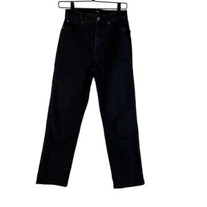 7 For All Mankind Womens Jeans High Waist Cropped Straight Black Stretch Rise 26